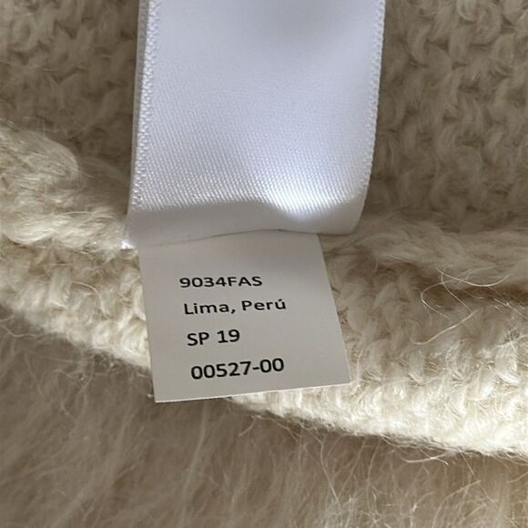 Nation LTD Suri Alpaca Wool Blend Fuzzy Short Sleeve Sweater Ivory Cream Size M - Picture 9 of 9